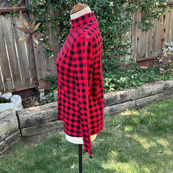 Croft & Barrow Essential Long Sleeve Mockneck Red Plaid Top Women's Small - Picture 5 of 7